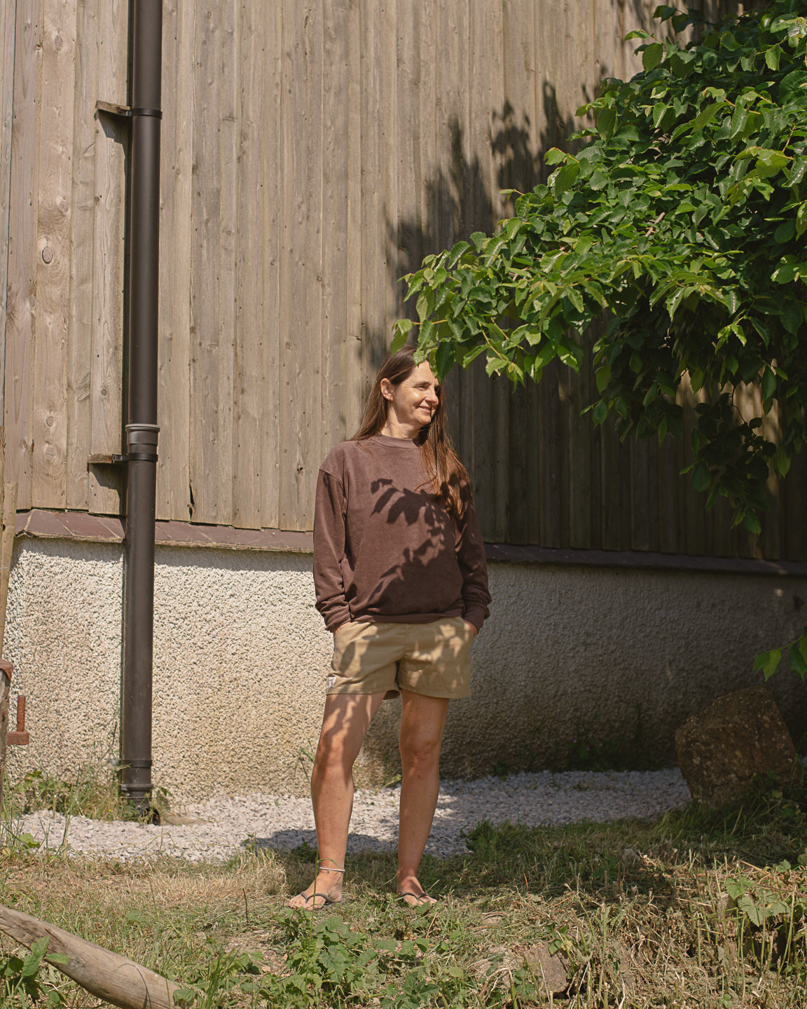 Organic Cotton Towelling Sweatshirt - Soft Brown