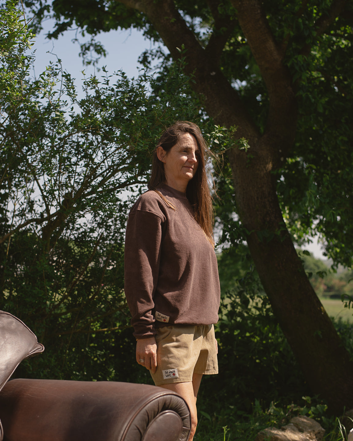 Organic Cotton Towelling Sweatshirt - Soft Brown