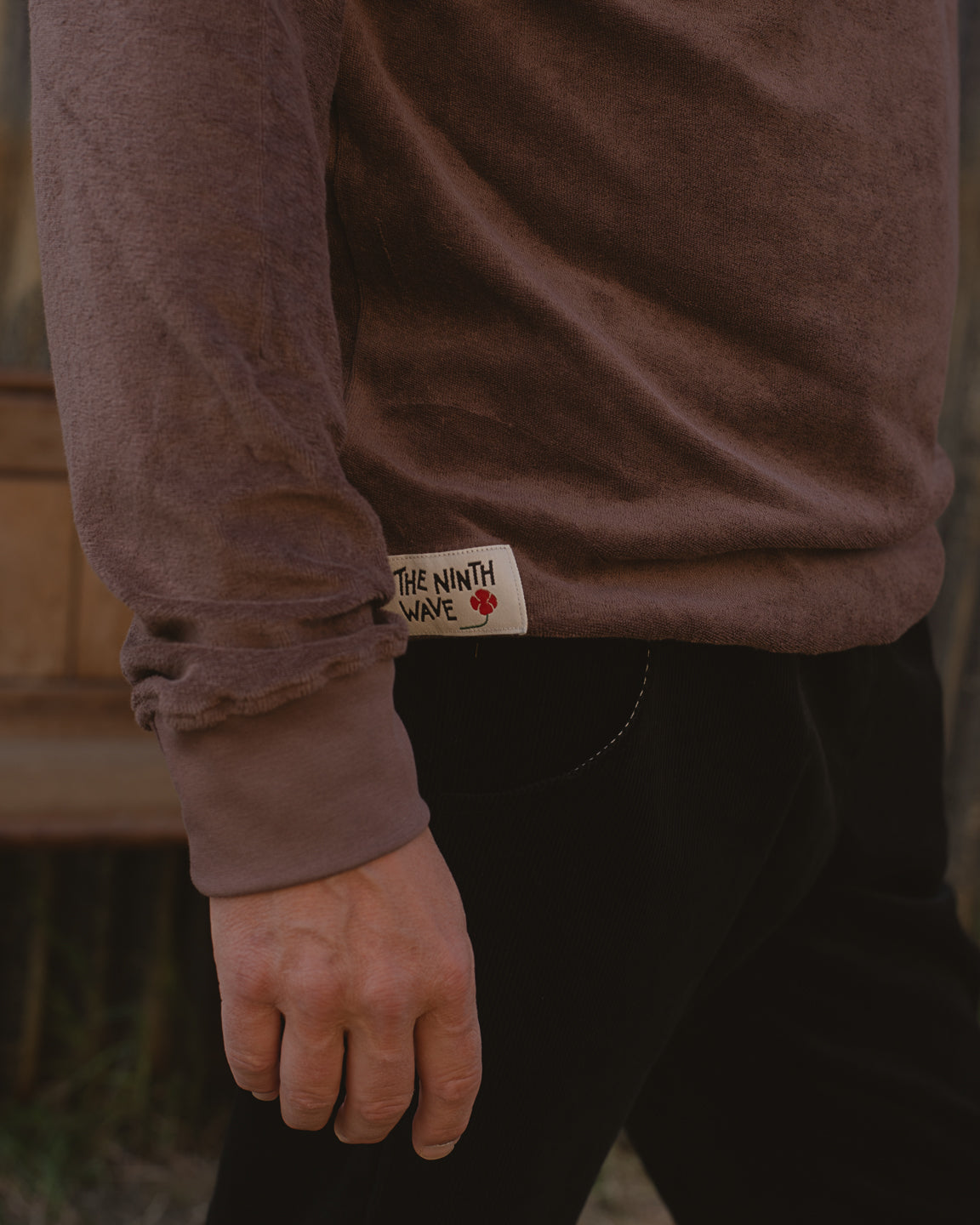 Organic Cotton Towelling Sweatshirt - Soft Brown