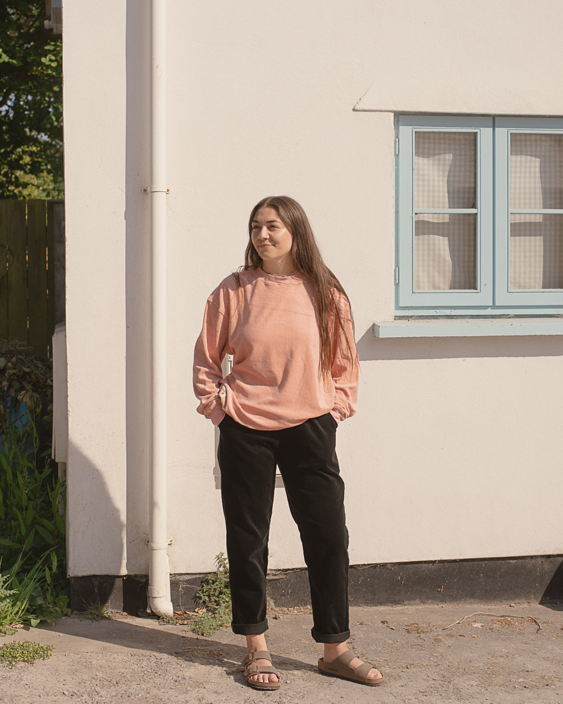 Organic Cotton Towelling Sweatshirt - Old Rose