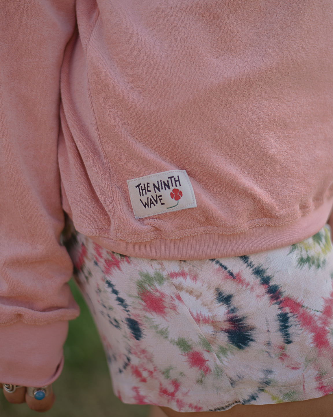 Organic Cotton Towelling Sweatshirt  - Old Rose