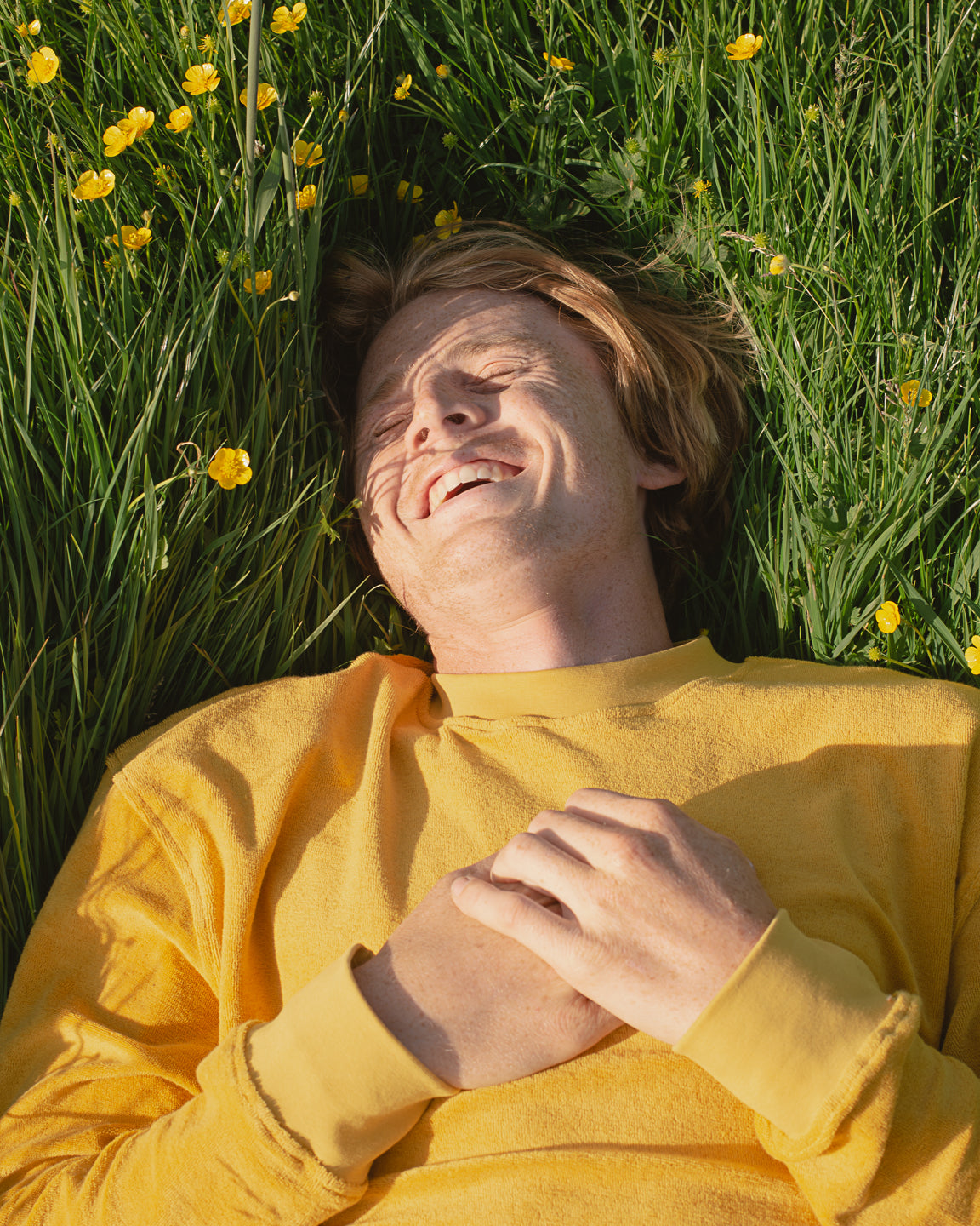 Organic Cotton Towelling Sweatshirt  - Sunflower